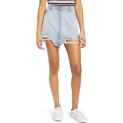 Lira Clothing Cobra Ripped Denim Skirt, Blue