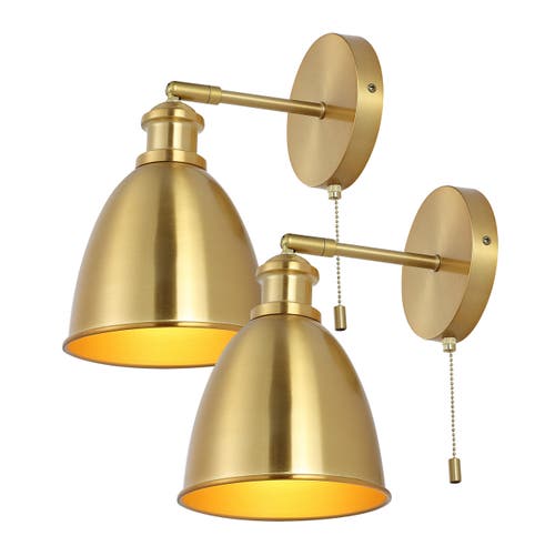 Shop Jonathan Y Hudson 1-light Farmhouse Bohemian Iron Led Sconce In Brass Gold