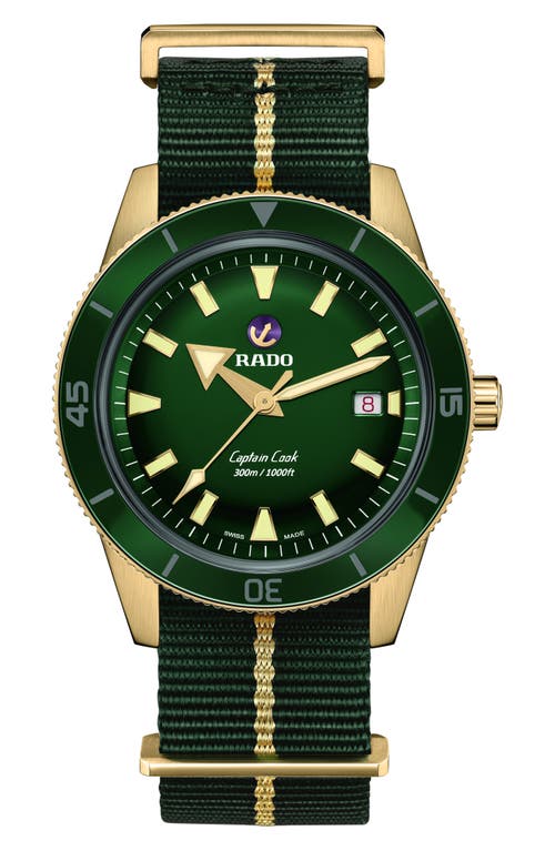 RADO Captain Cook Bronze Automatic Webbing Strap Watch, 42mm in Green 