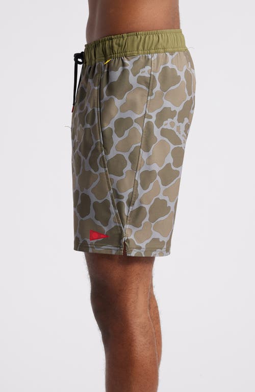 Shop Florence Standard Issue Water Repellent Swim Trunks In Burnt Olive Camo