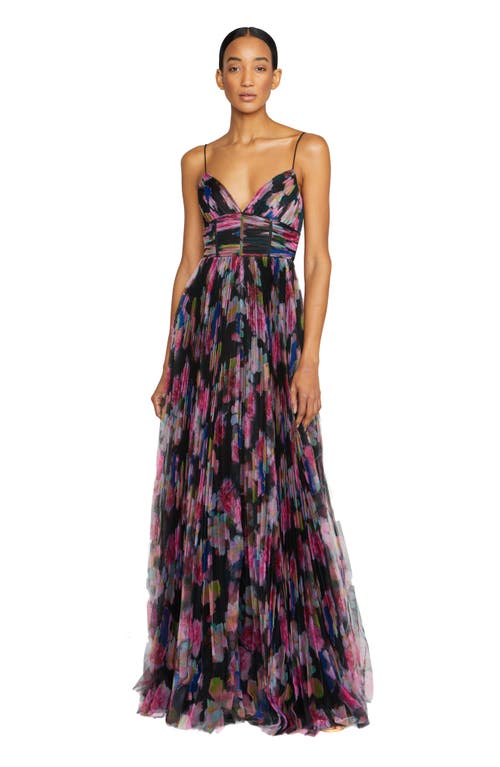 Shop ml Monique Lhuillier Yvonne Mesh Gown In Black Starry Rose