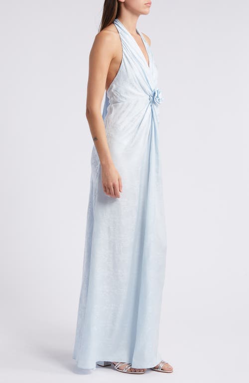 Shop Loveshackfancy Lowry Twist Front Maxi Dress In Ice Blue