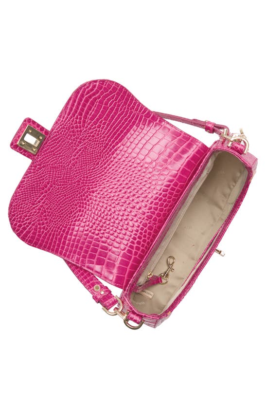Shop Brahmin Cynthia Croc Embossed Leather Shoulder Bag In Paradise Pink
