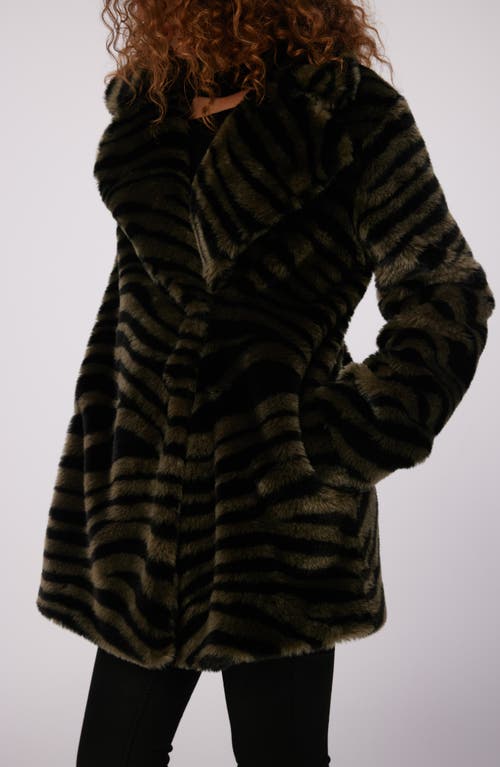 Shop Diane Von Furstenberg Tanesha Faux Fur Coat In Zebra Olive