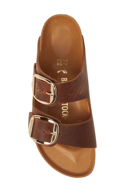Shop Birkenstock Arizona Big Buckle Slide Sandal In Antique Cognac Oiled Leather