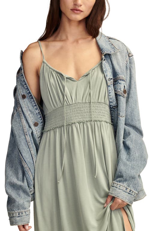 Shop Lucky Brand Sandwash Smocked Dress In Chinois Green