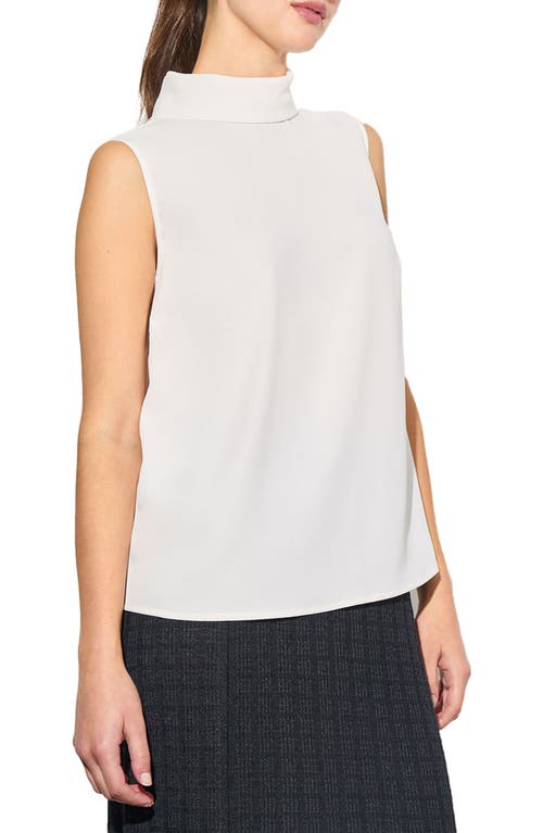 Ming Wang Heritage Fit Turtleneck Crêpe De Chine Shell Top In White
