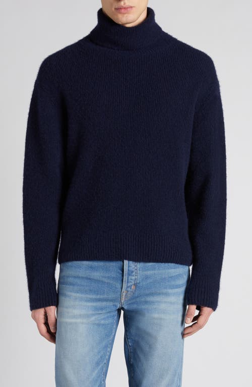 Shop Tom Ford Brushed Cashmere & Silk Turtleneck Sweater In Hb808 Moonlight Ocean