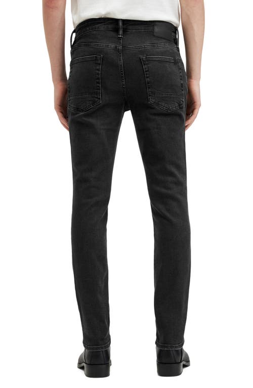Allsaints Mens Washed Black Sid Skinny-leg Stretch-organic-cotton-blend Jeans