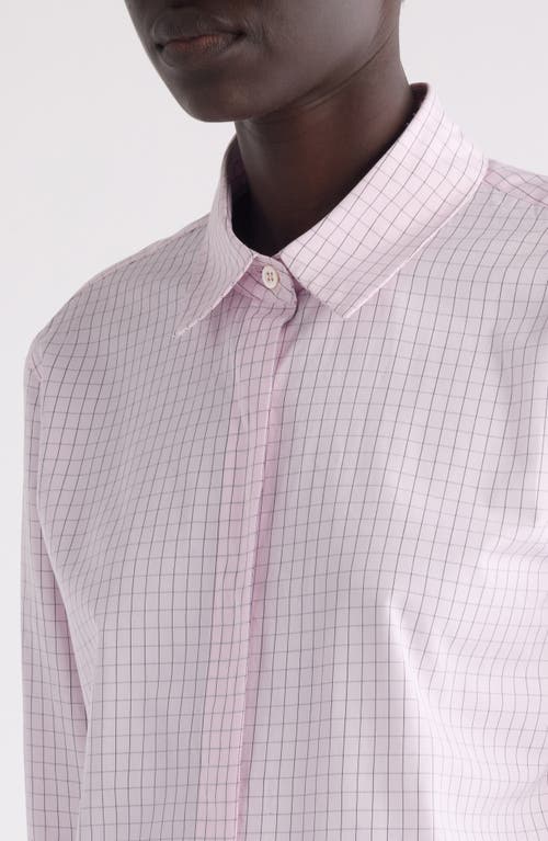 Dries Van Noten Clavini Grid Print Cotton Poplin Button-up Shirt In Pink