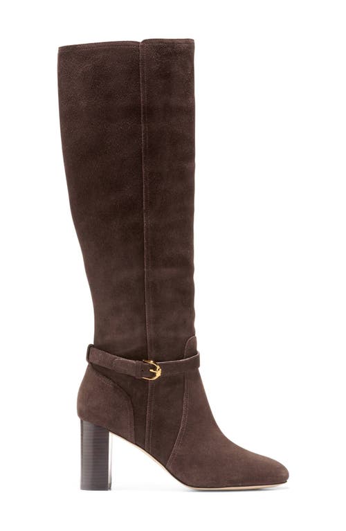 Shop Cole Haan Glendale Buckle Knee High Boot In Dark Chocolate Suede