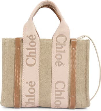 CHLOÉ, Small 'Woody' Embroidered Logo Denim Tote Bag