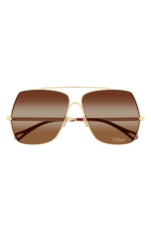 Shop Chloé 62mm Gradient Square Sunglasses In Gold 1