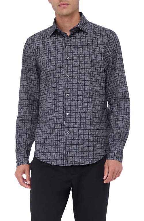 Shop Bugatchi James Ooohcotton® Checker Button-up Shirt In Black