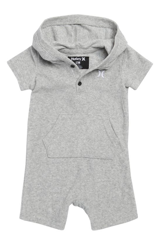 Hurley Babies'  Kids' Icon Hooded Romper In Dark Grey Heather