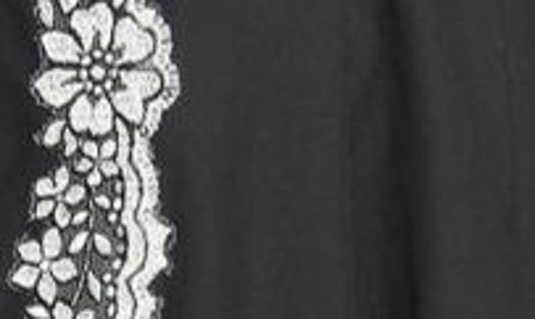 Shop Giambattista Valli Floral Lace Trim Cotton Poplin Shirtdress In Black