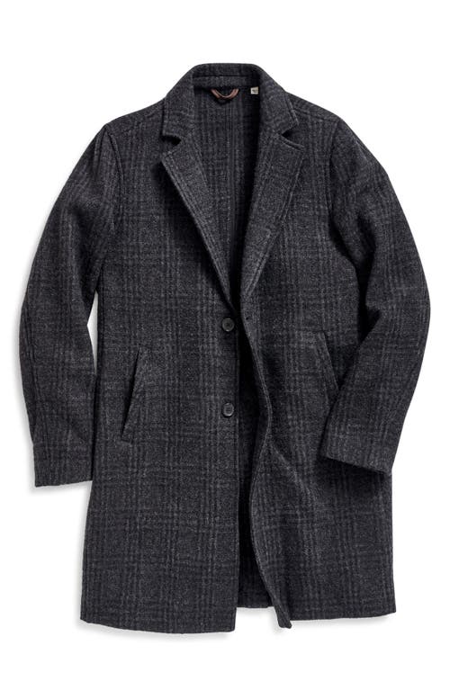 Billy Reid Subtle Plaid Boiled Wool Coat in Black/Multi 