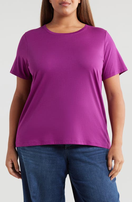 Shop Eileen Fisher Crewneck Organic Cotton T-shirt In Berry Bloom