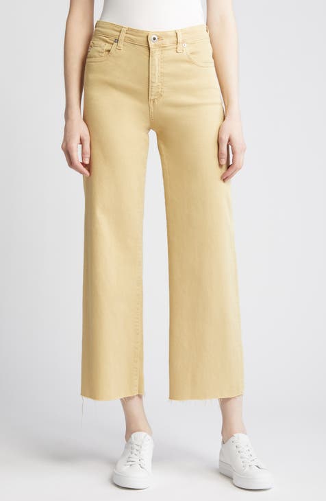 Light Yellow High Rise Pants Size 6, Jeans With Pockets, Cotton Chino Pants  Size S, Wide Leg Crop, Girlfriend Pants, Straight Leg Jeans 