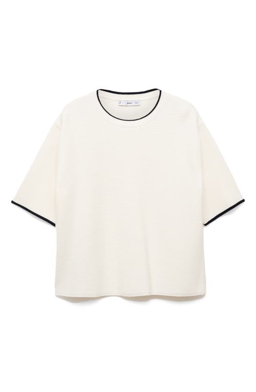 Shop Mango Short Sleeve Rib Sweater In Ecru