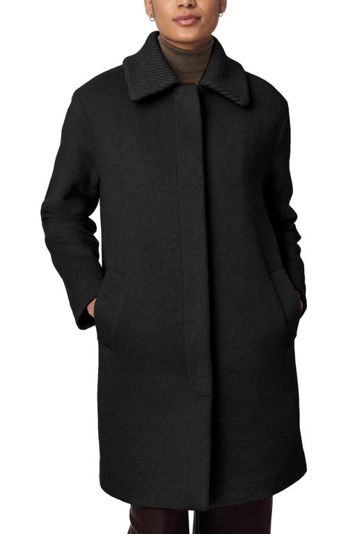 Shop Bernardo Rib Collar Coat In Black