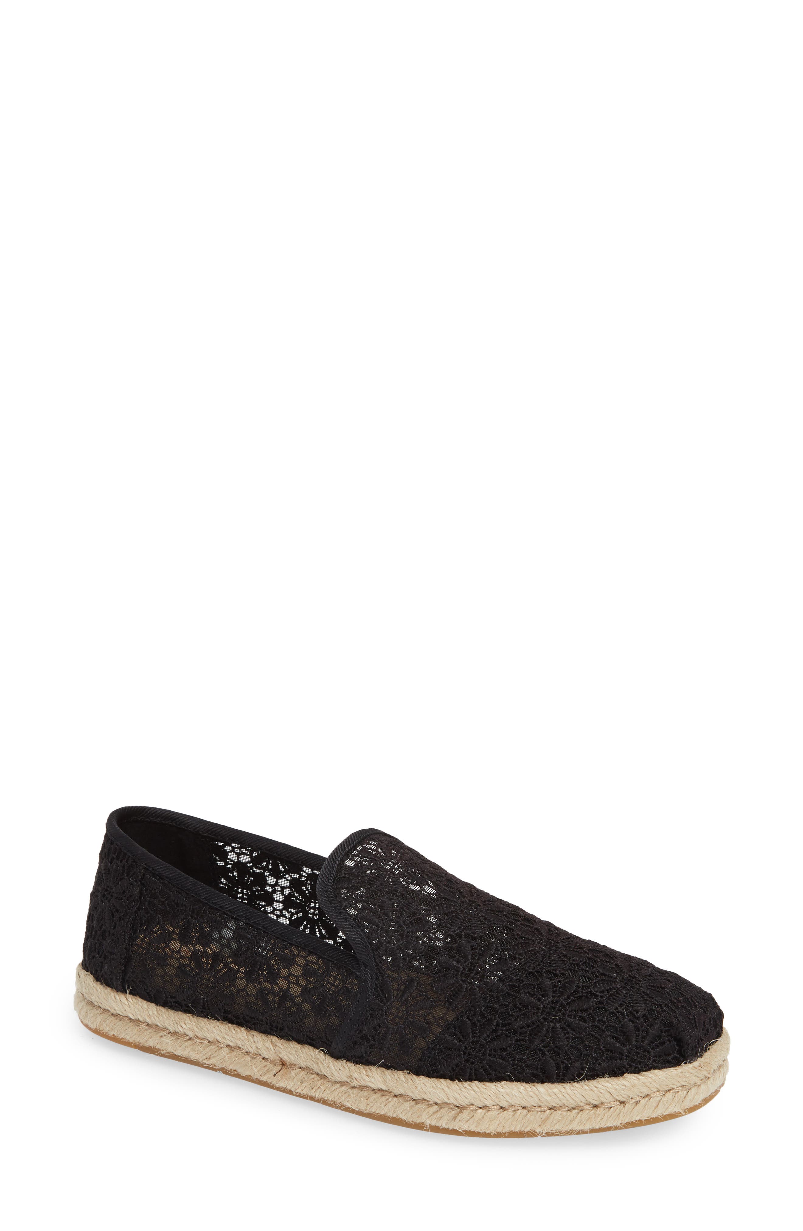 toms black floral lace