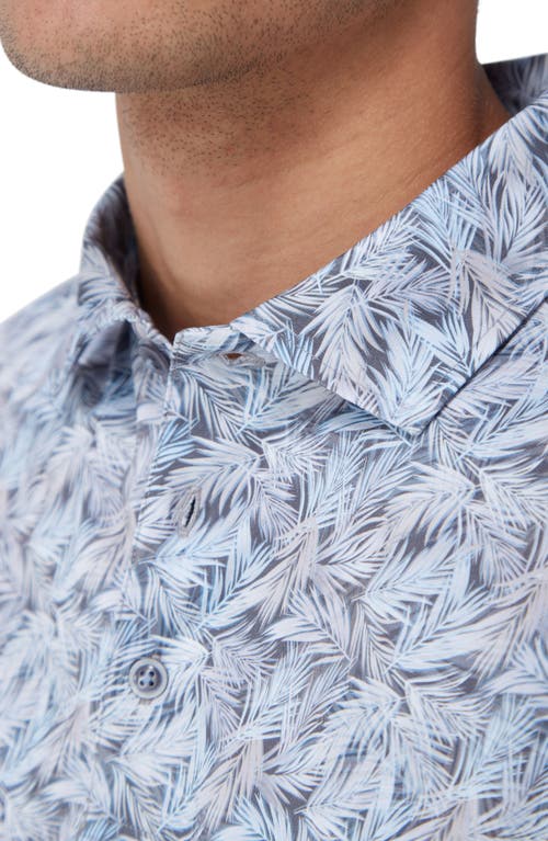 Shop Bugatchi Victor Ooohcotton® Leaf Print Polo In Dusty Blue