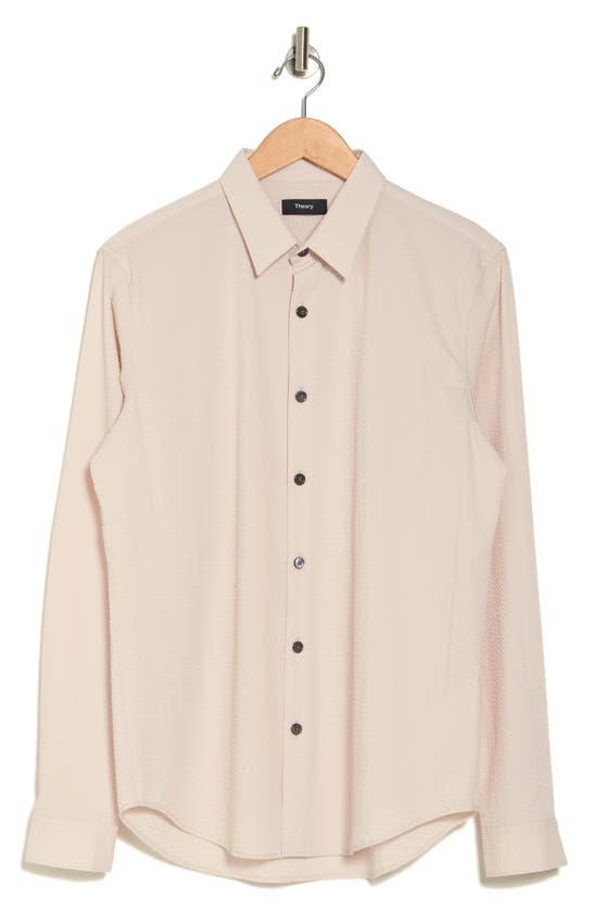 Theory Rammy Poplin Button-up Shirt In Sand