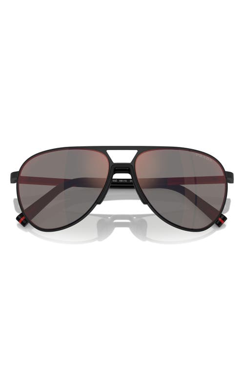 Prada Linea Rossa 59mm Pilot Sunglasses In Black Rubber