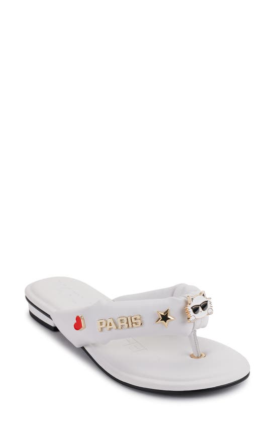 Karl Lagerfeld Ceejay Pins Flip-flop In Bright White
