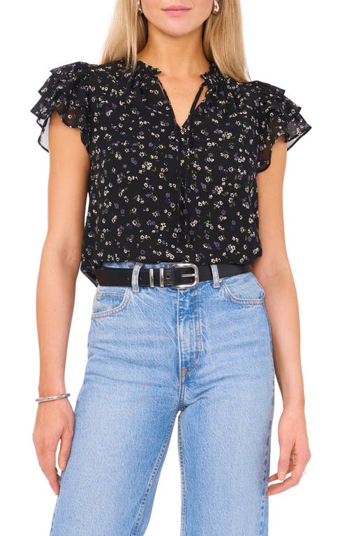 Shop 1.state Floral Flutter Sleeve Top In Rich Black