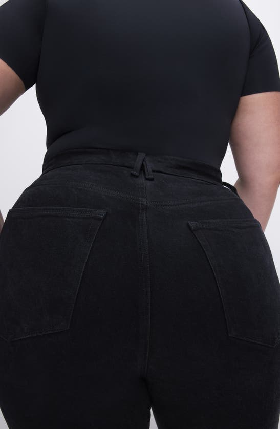 Good American Good Boy Twisted Slit Raw Hem Jeans In Black318