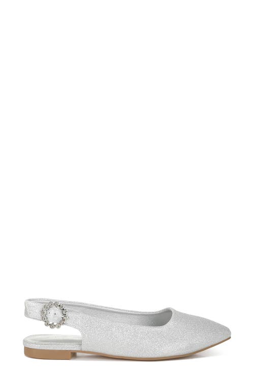 London Rag Giora Jewel Buckle Slingback Flat In Silver