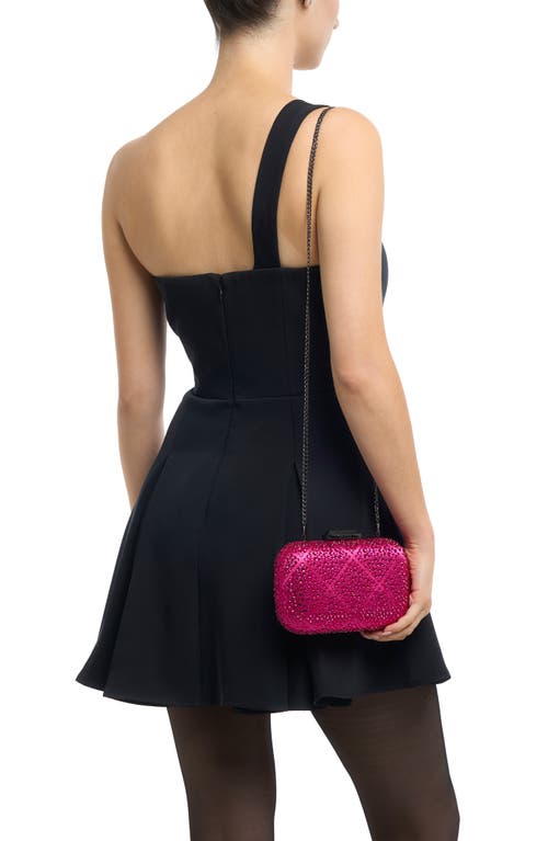 Shop Olga Berg Keren Crystal Hotfix Frame Clutch In Fuchsia