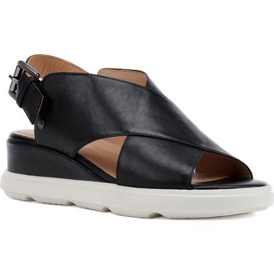 Geox Pisa Wedge Sandal, Black
