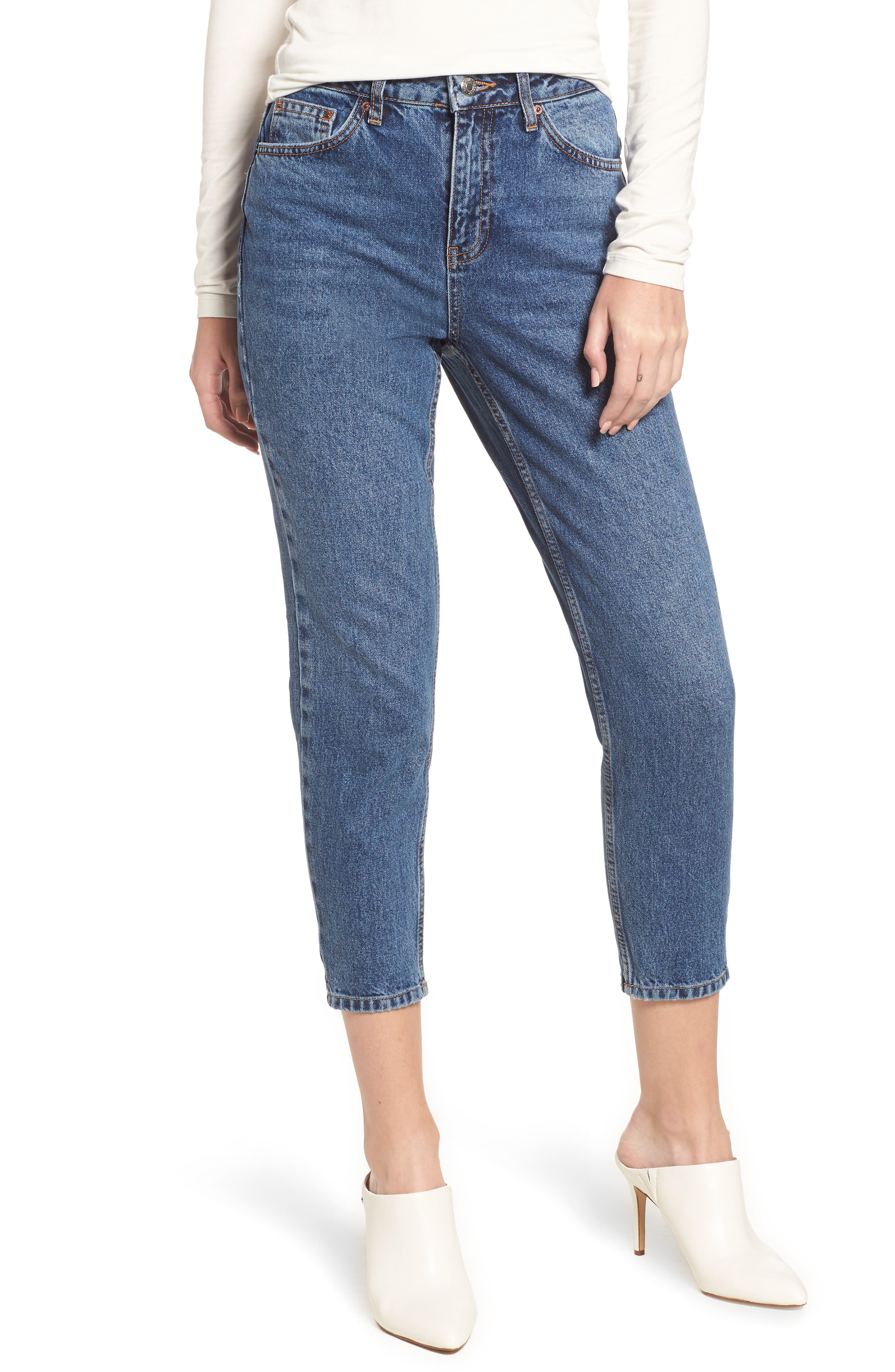 Topshop Petite Mid Denim Mom Jeans | Nordstrom