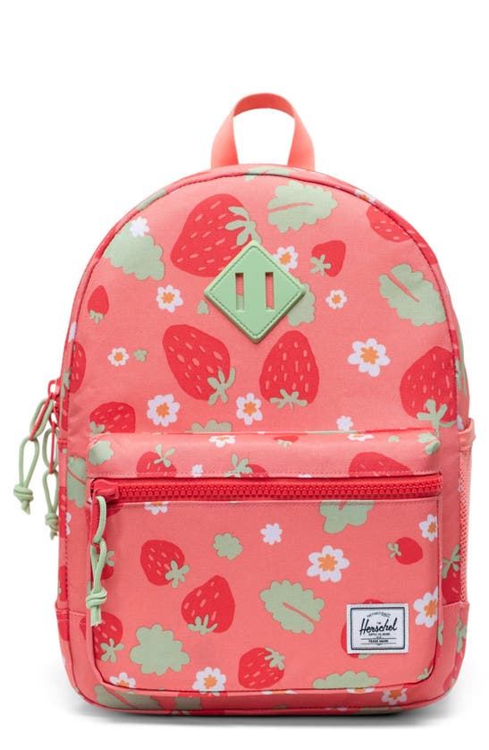 Shop Herschel Supply Co Kids' Heritage Kid Size Backpack In Shell Pink Sweet Strawberries