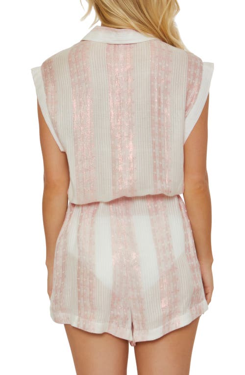 Isabella Rose Villa Metallic Cover-up Romper In Primrose Pink