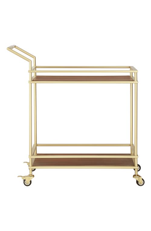 Shop Inspired Home Rolling Bar Cart In Gold/walnut