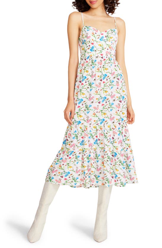 Betsey Johnson Ava Corset Botanical Floral Dress In Sonic White | ModeSens