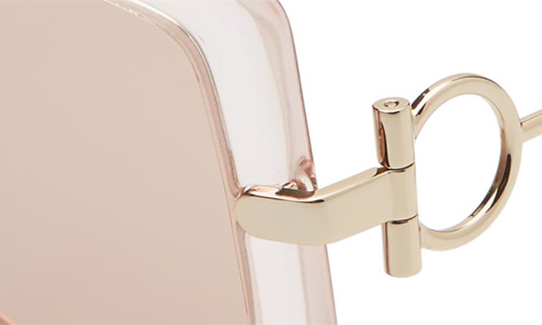 Ferragamo Gancio Rectangle Plastic & Metal Sunglasses In Nude