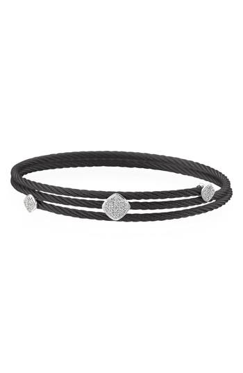 Shop Alor ® 18k Gold & Stainless Steel Pavé Diamond Coil Cable Bracelet In Black