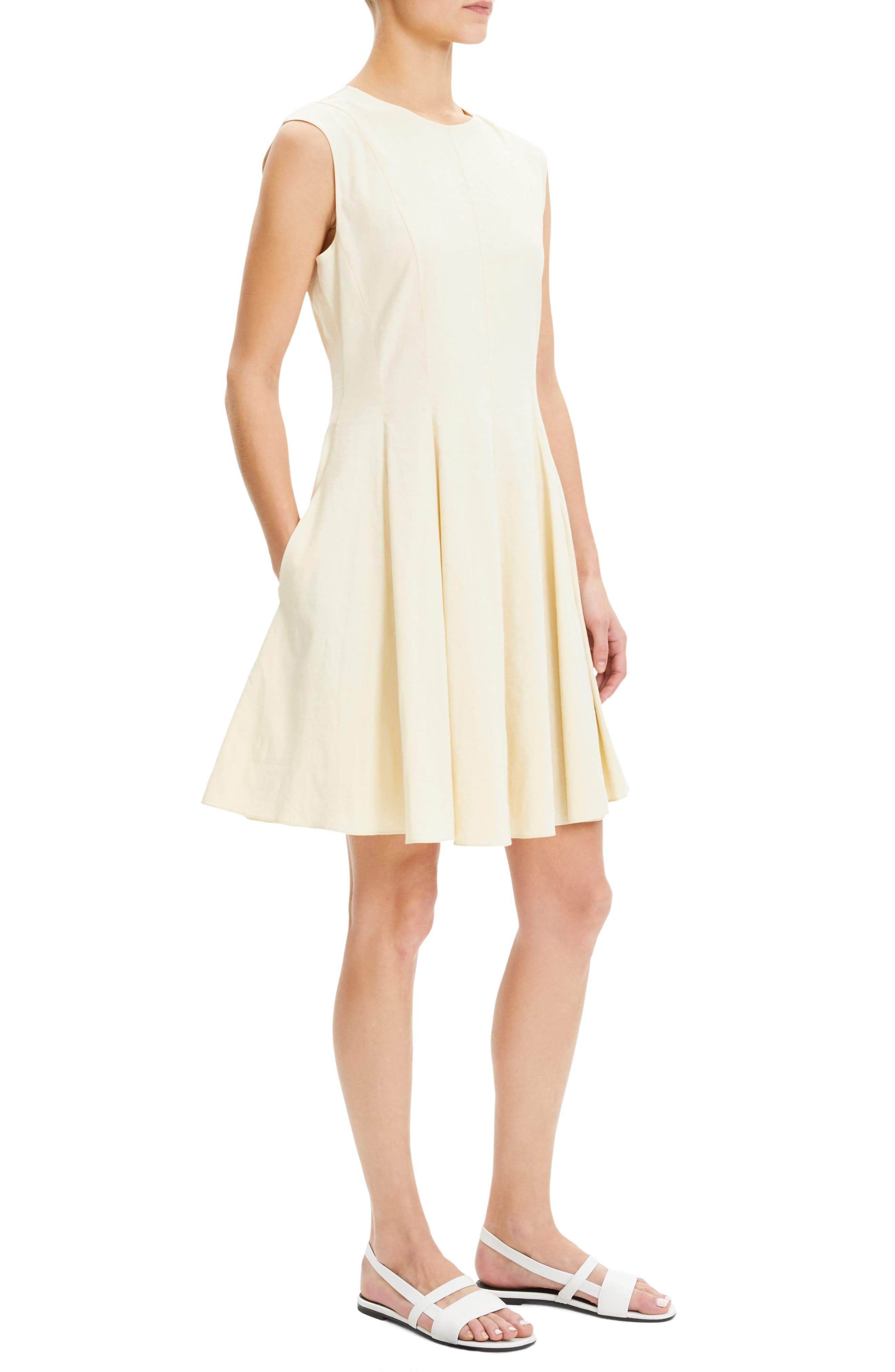 Theory | Sleeveless Linen Blend Fit & Flare Dress | Nordstrom Rack