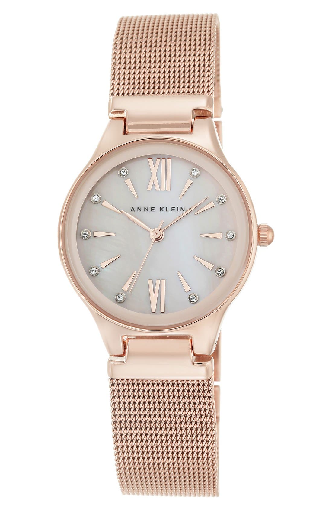 anne klein women's swarovski crystal accented mesh bracelet watch