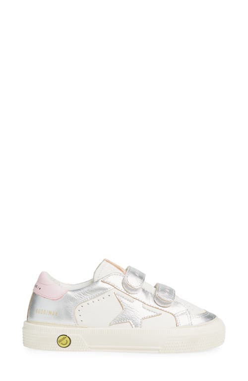 Golden Goose May School Sneakers In White/silver/pink
