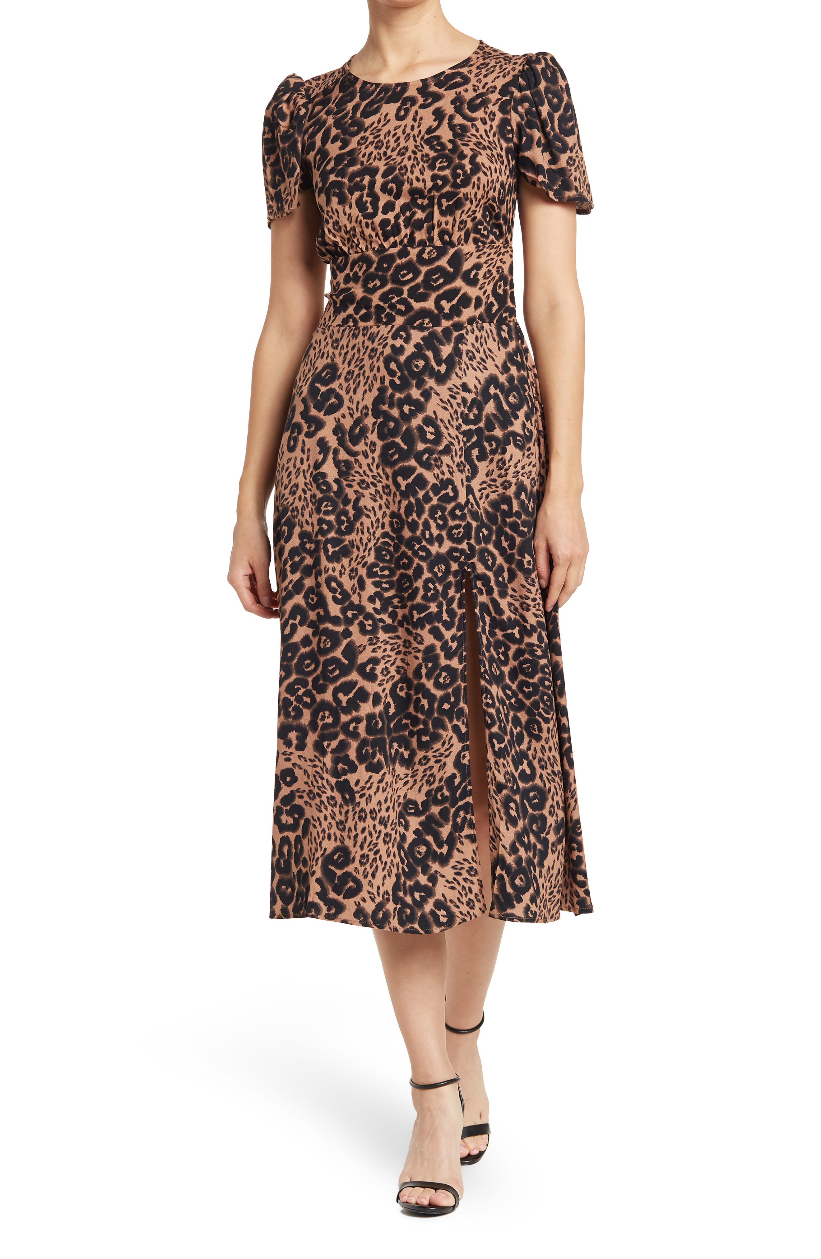 jamie print open back short sleeve dress