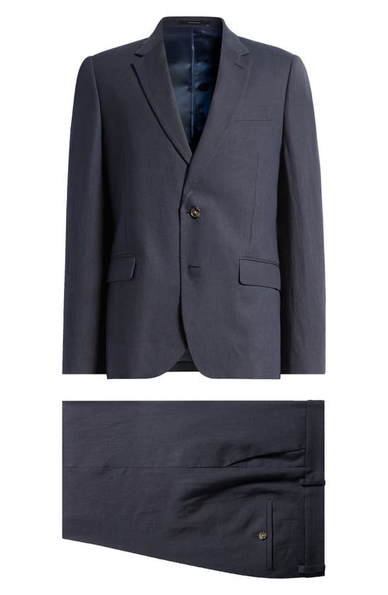 Paul Smith Tailored Fit Solid Linen Suit In Dark Navy