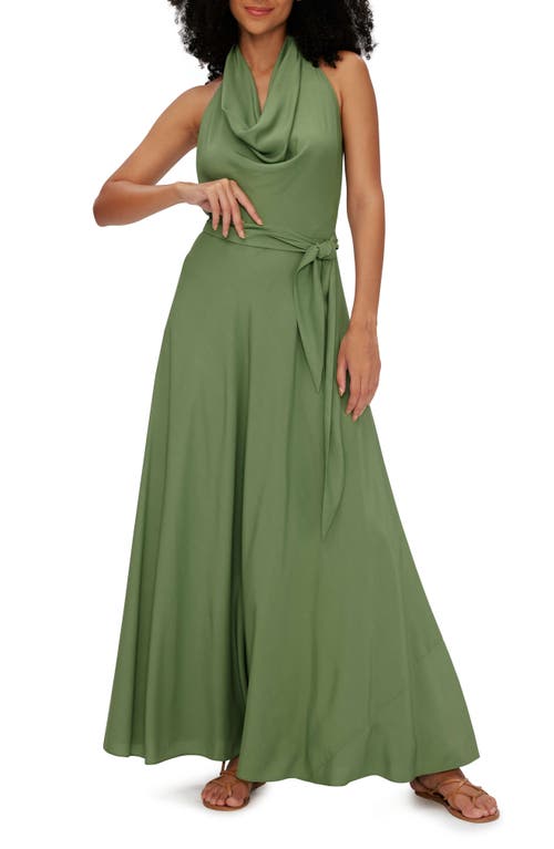 Diane von Furstenberg McKibbin Halter Neck Maxi Dress Military Green at Nordstrom,