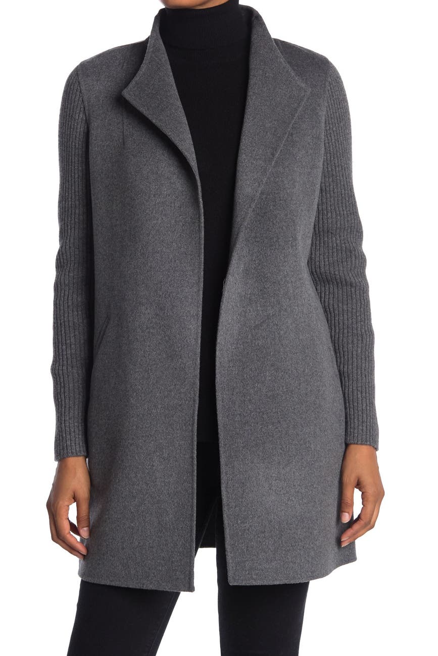 Kinross | Ribbed Sleeve Wool & Cashmere Blend Coat | Nordstrom Rack