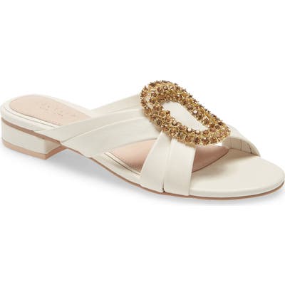 Cecelia New York Paradise Embellished Slide Sandal, White